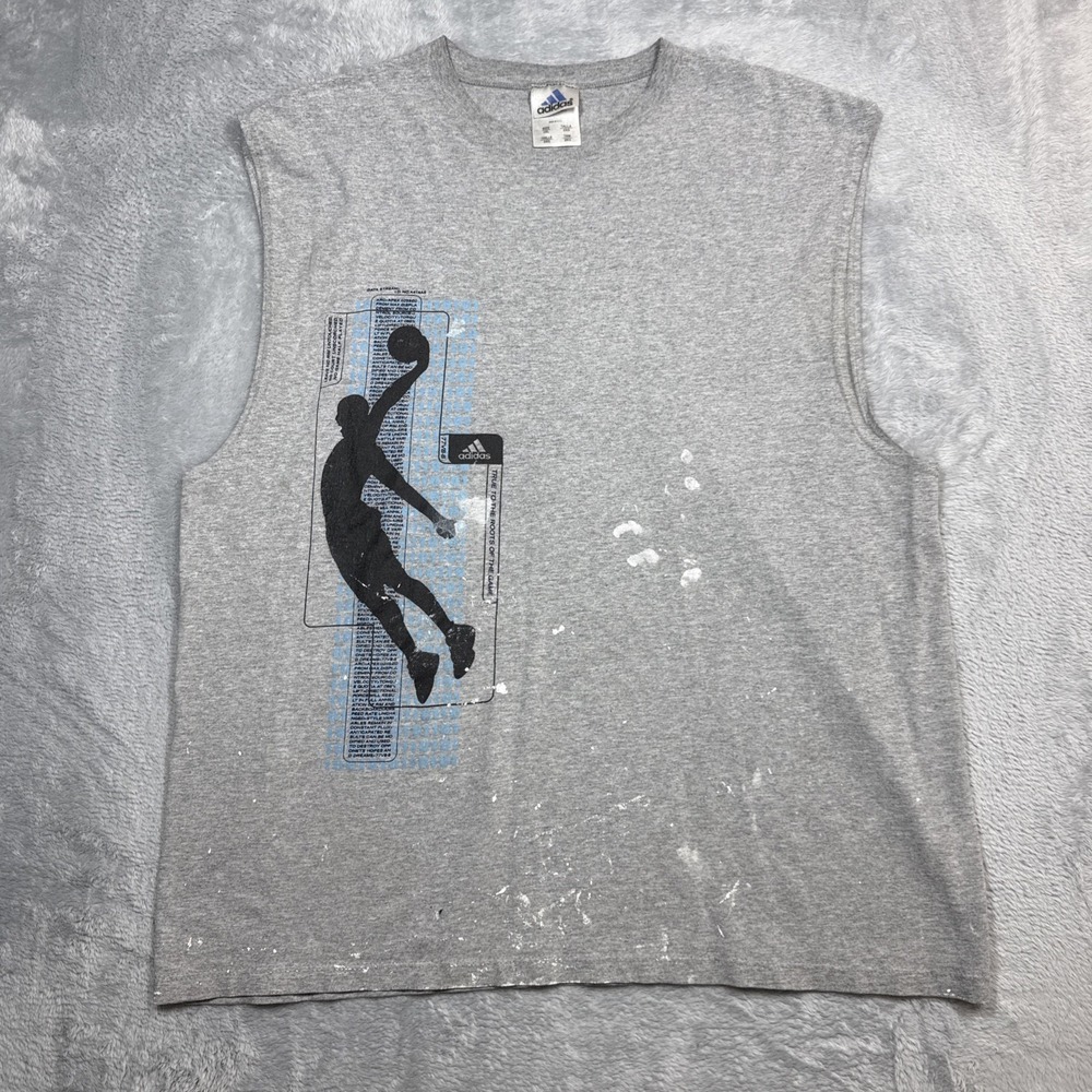 Vintage Adidas Sleeveless T Shirt Mens Size 2XL USA Distressed Basketball‎ 90s